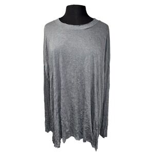 Comfy USA Short Tunic Top Women Size 2X Gray Long Sleeve Stretch Layering Travel